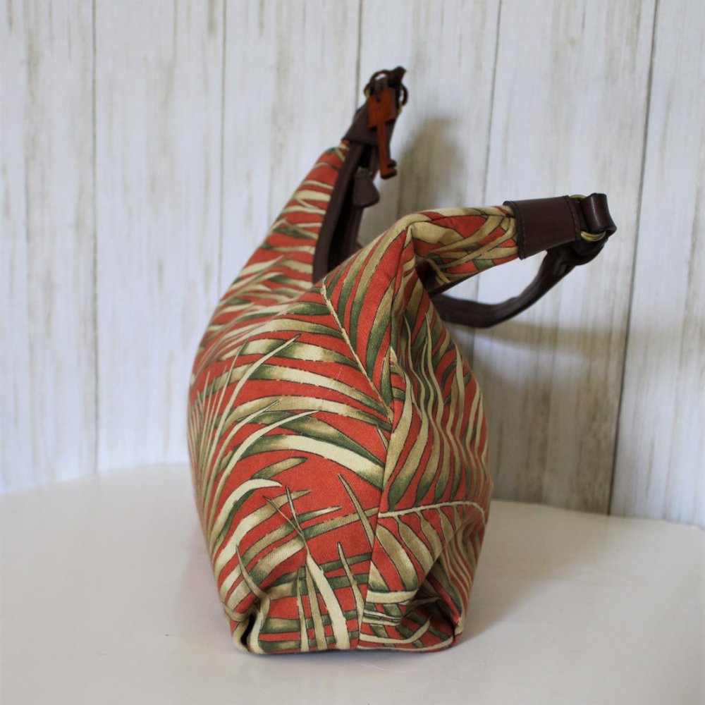 Fossil Rust Orange And Gold Print Fabric Shoulder… - image 5